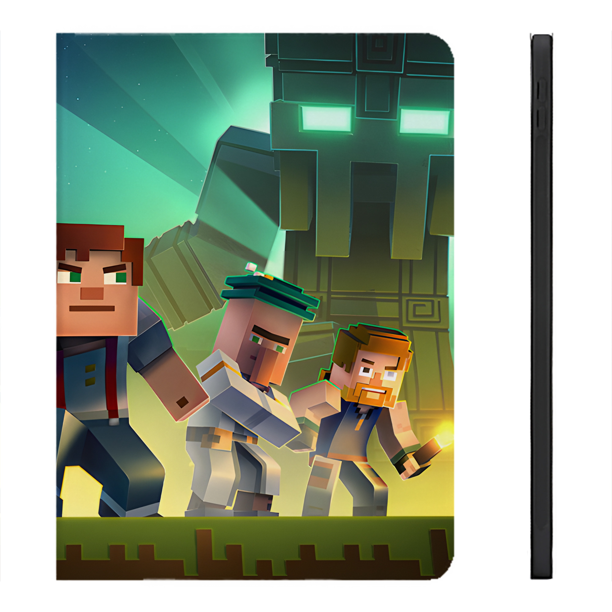 （画像用） マインクラフト ブロックの世界 Minecraft MC Block world IPadケース ペンホルダー付き ブックスタイルデザイン